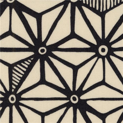 light taupe Robert Kaufman fabric black star shape Psychedelia