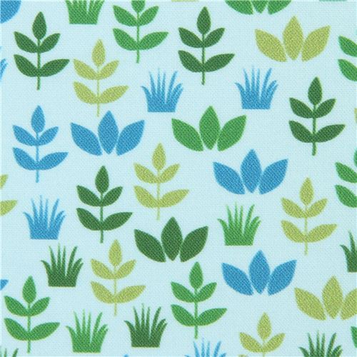 light blue Robert Kaufman fabric leaf Safari Soiree Digital Print