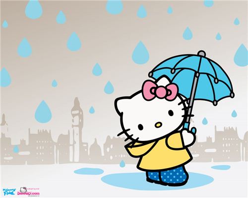 We spotted this Rainy Day Hello Kitty wallpaper on hellokittywallpapers.net