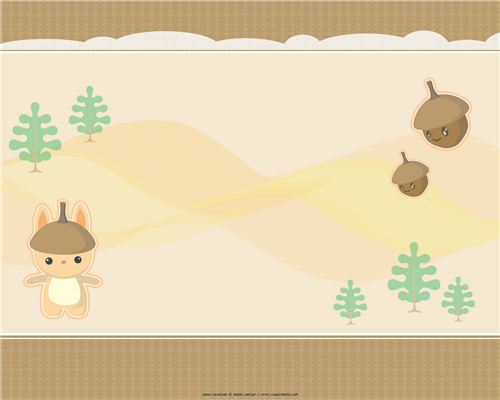 A kawaii Meomi wallpaper with acorns and the forest