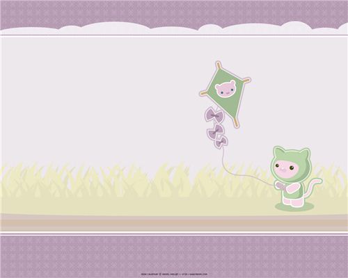 Kiteflying on a windy autumn day on this Meomi wallpaper