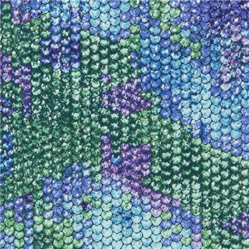 Robert Kaufman green scale fabric with embellishment