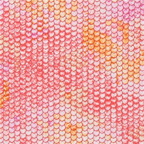 Robert Kaufman peach scale metallic embellished fabric