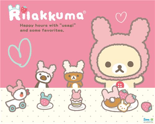 Rilakkuma and friends dressed up as bunnies