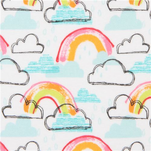 white Michael Miller rainbow flannel fabric