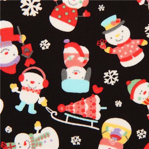 black snowman Christmas fabric by Trans-Pacific Textiles