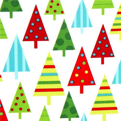 white Robert Kaufman Christmas fabric with fir tree