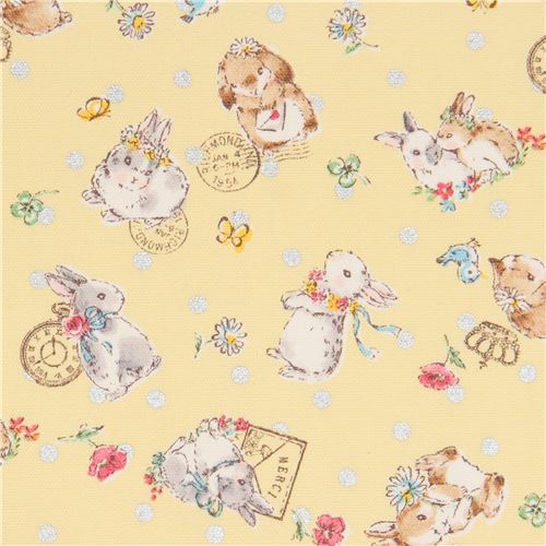 oxford fabric with Easter bunny rabbits by Kokka