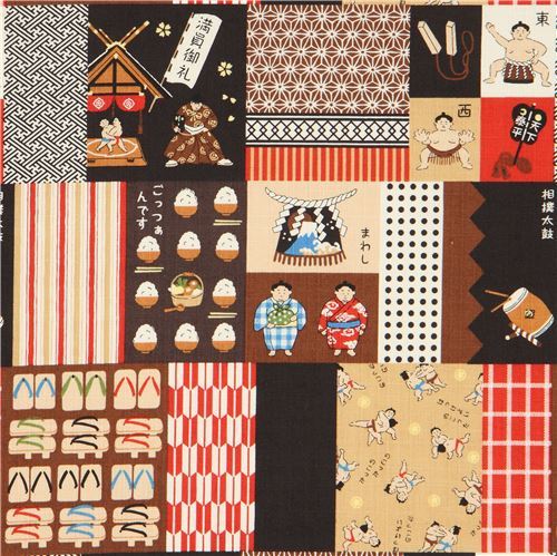 pattern food structured square rectangle Kokka Dobby fabric