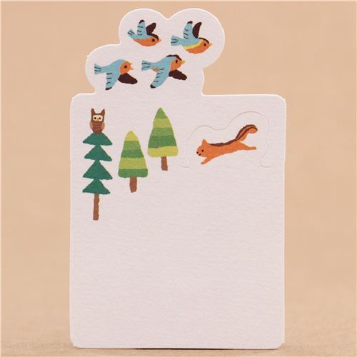 cute trees and animals foldable mini message cards from Japan