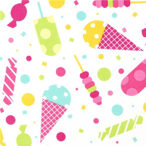 white fabric ice cream cone & sweets by Robert Kaufman