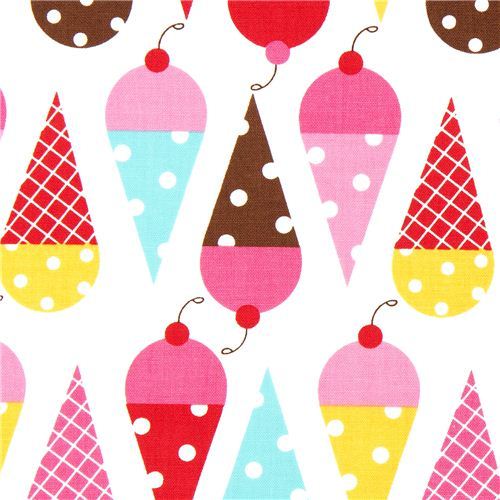 white fabric with ice cream cone by Robert Kaufman