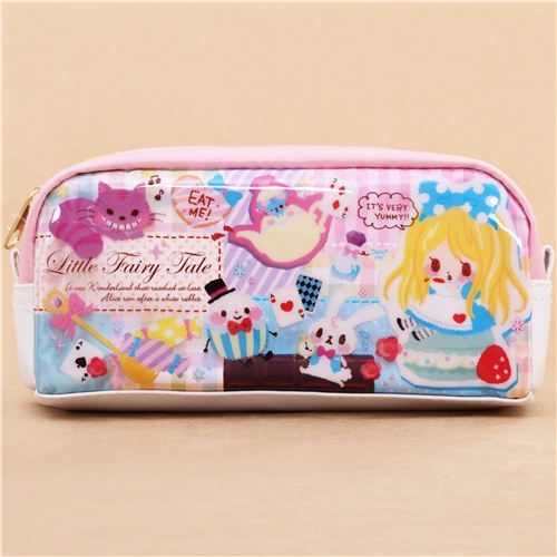 cute pink white Alice in Wonderland pencil case from Japan