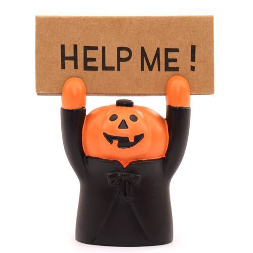 funny black Halloween pumpkin card holder figurine from Japan