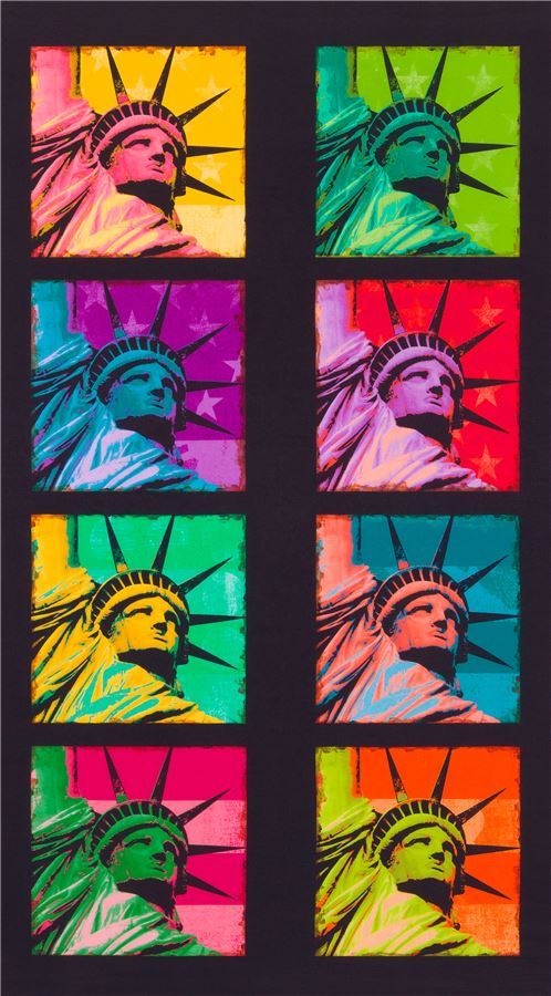 colorful Statue of Liberty fabric by Robert Kaufman