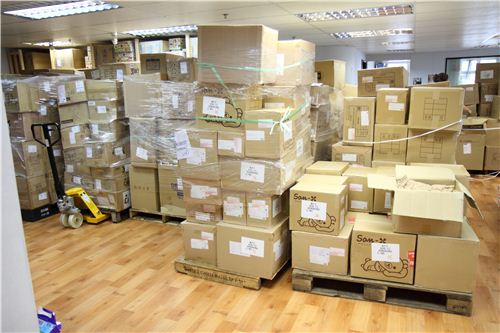Our office is blocked by hundreds of boxes