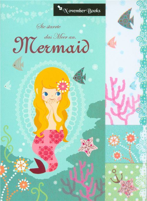 Mermaid Post-it bookmark stickers fishes coral