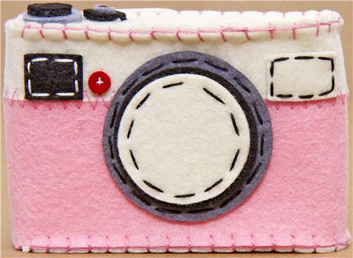felt funny pink camera case from Japan