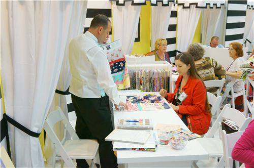 Ben shows Sandra the latest Michael Miller fabrics
