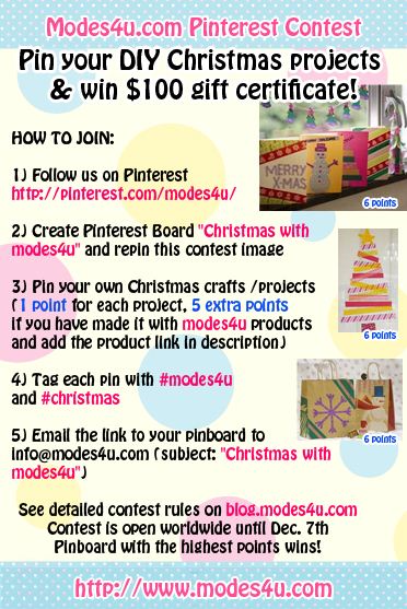 You can win a modes4u.com voucher for 100 USD when you pin your Christmas crafts