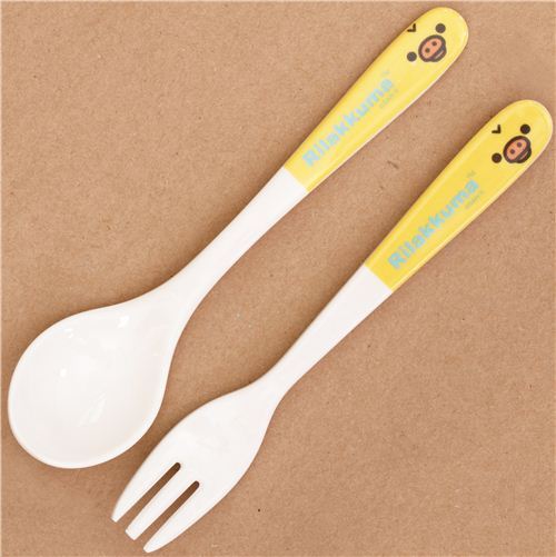 Rilakkuma yellow chick melamine cutlery set fork and spoon