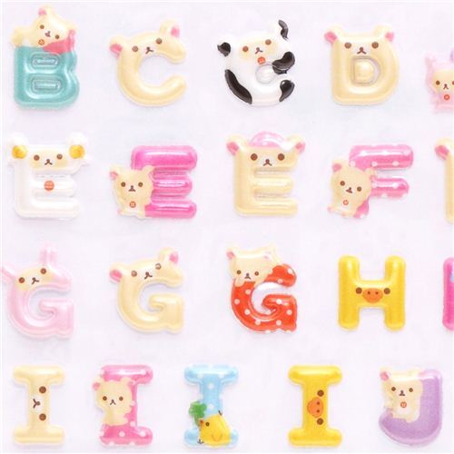 ABC Rilakkuma alphabet 3D stickers white bear and chick