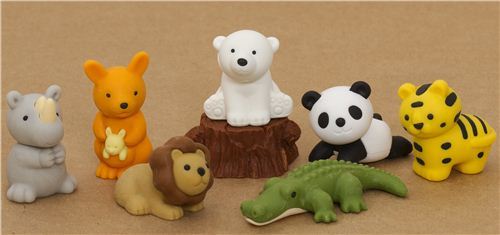 Safari Animals Iwako erasers set 8 pieces from Japan
