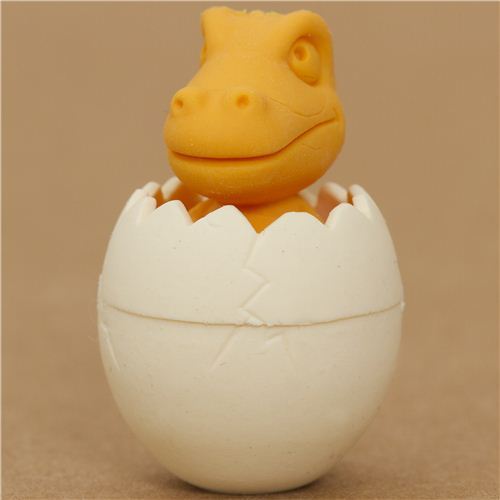 yellow dinosaur in egg eraser by Iwako from Japan