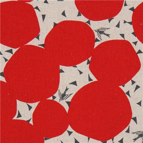 natural color echino canvas fabric with red circle shape Bubble
