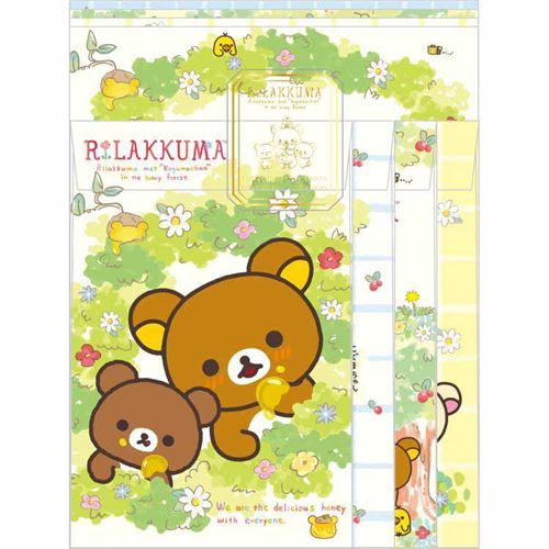 cute Rilakkuma bear flower honey Letter Paper Set by San-X