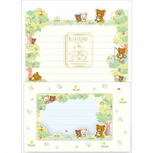 cute Rilakkuma flower windowed envelope Letter Paper Set by San-X