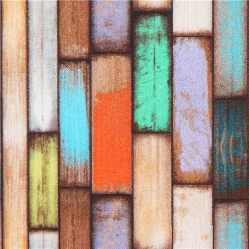 Stof France fabric with colorful wood panel design