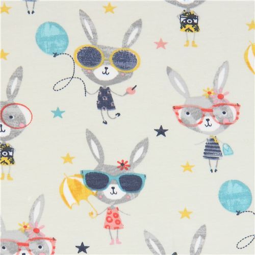 Stof France light taupe bunny rabbit knit fabric
