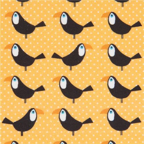 orange toucan fabric by Stof France