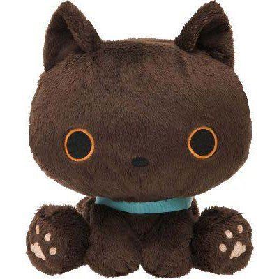 kawaii brown Kutusita Nyanko cat with collar plush toy