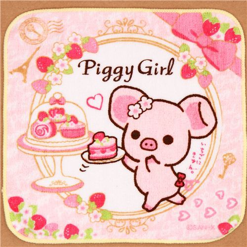Piggy Girl pig cake strawberry towel from Japan