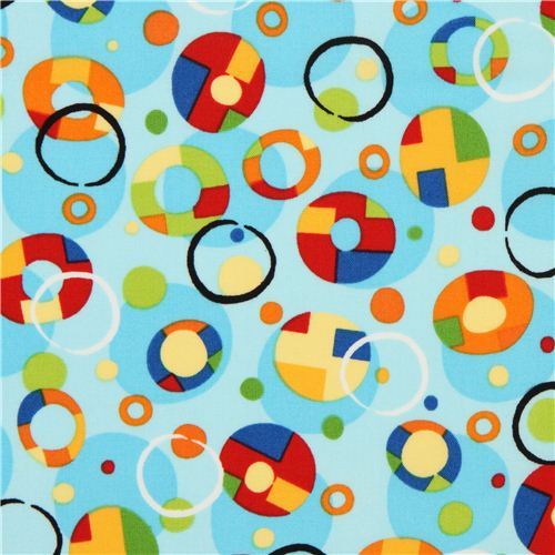 light blue dots and circles fabric by Robert Kaufman
