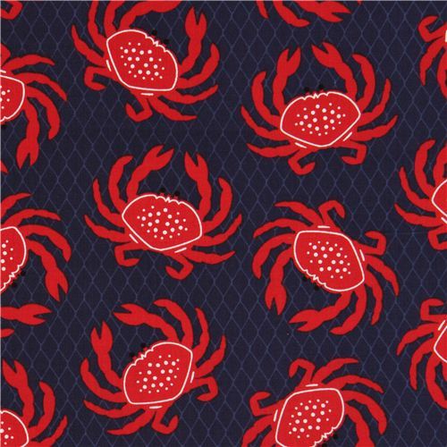 navy blue Timeless Treasures crab animal fabric