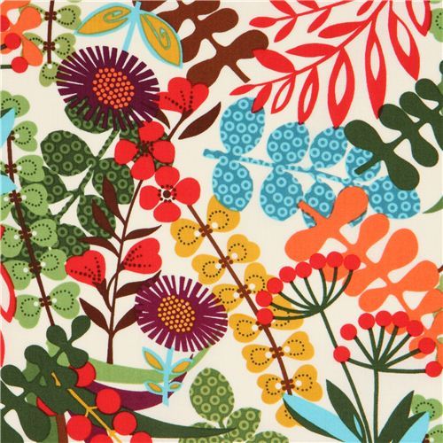 off-white Timeless Treasures fabric with wild flowers USA