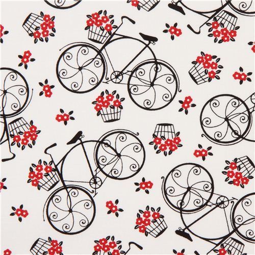white romantic bike fabric by Timeless Treasures