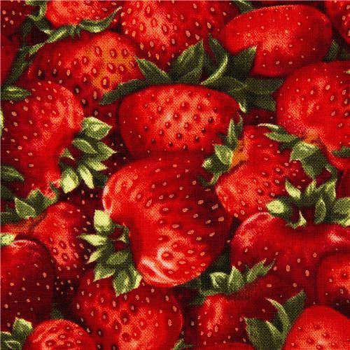 Robert Kaufman fabric with red strawberries