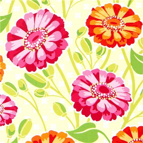 Michael Miller fabric with big flowers green PattyYoung