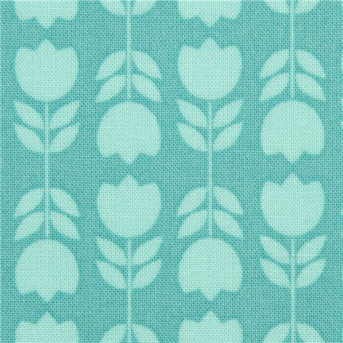 teal mini tulips fabric by Michael Miller from the USA