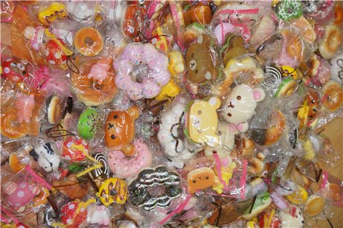 many doughnut and Rilakkuma squishies
