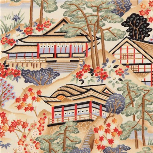 Japanese scenery fabric tree flower Timeless Treasures