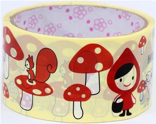 cute big Little Red Riding Hood Deco Tape toadstool