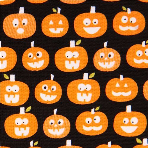 black glow in the dark Riley Blake pumpkin fabric Halloween Magic