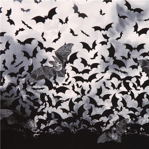 grey bat gothic Halloween double border fabric Timeless Treasures USA