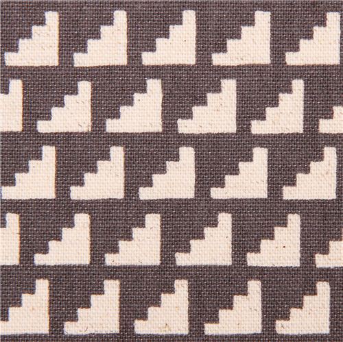 charcoal steps stairs geo Canvas fabric Framework Kokka