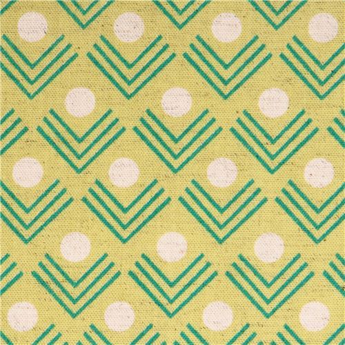 chartreuse corners angle geo Canvas fabric Framework Kokka